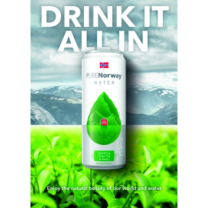 Green Tea & Peach, Sparkling, PureNorwayWater, 24 stk, 0,33L, Inkl Pant: 2,-/stk