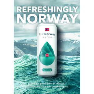 Water, Sparkling, PureNorwayWater, 24 stk, 0,33L, Inkl Pant: 2,-/stk